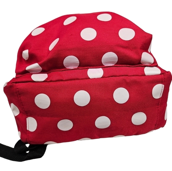 Disney Red & White Polka Dot Minnie Mouse Hooded Backpack Women's Bag - Picture 7 of 12